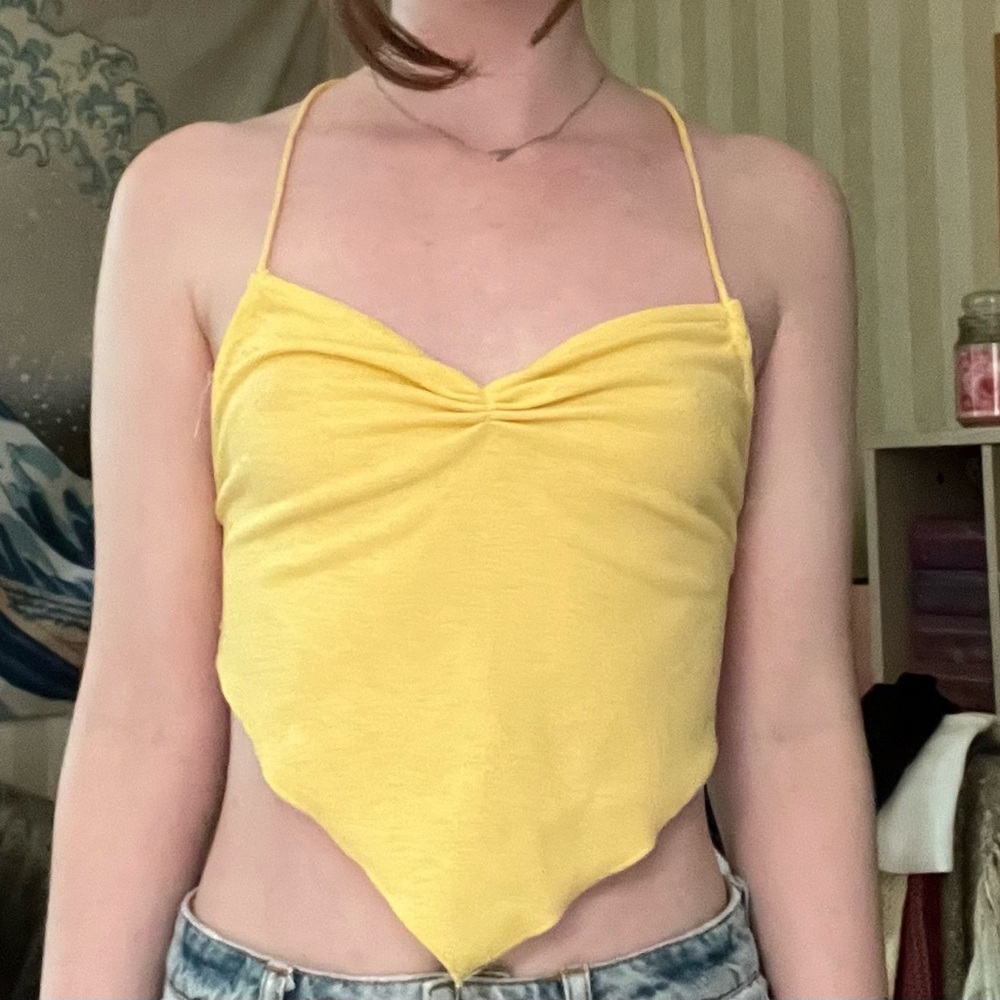 SHEIN backless yellow tank top